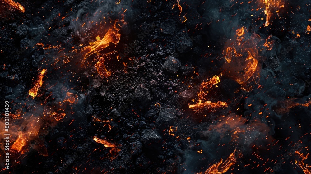 Black Pattern Texture, Orange Embers Black Pattern Texture, Orange Embers