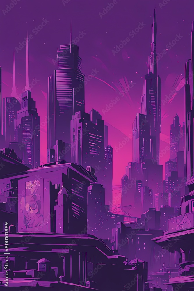 Fototapeta premium Generative AI. Gritty Cyberpunk Cityscape Infused With Retro Flair T-shirt Design 