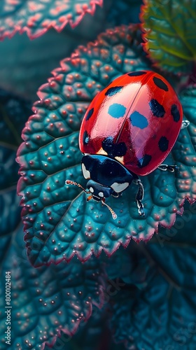 Vibrant Ladybug Showcasing Nature's Ingenious Chemical Defenses on a Lush Green Leaf