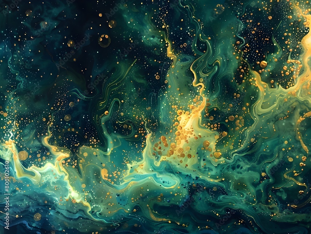 Fototapeta premium Bioluminescent Algae Illuminating the Reef's Intricate Nutrient Dance in the Underwater Cosmos