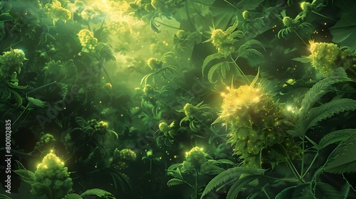Ethereal Digital Painting of Glowing,Vibrant Strengthening Plants with Systemic Acquired Resistance photo
