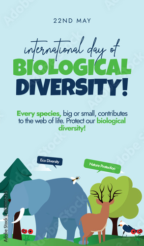 International Biological diversity day 2024. 22nd May International biodiversity day celebration vertical banner, social media post. The theme for Biodiversity day 2024 is Be part of the Plan.