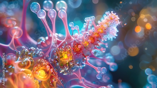 Vibrant Depiction of Jasmonic Acid Signaling Within a Plant Under Attack,Showcasing the Complex Biological Mechanisms and Reactions in the Natural