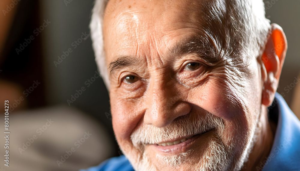 The sweet elderly man, smiling towards the camera in close-up The sweet elderly man, smiling towards the camera in close-up