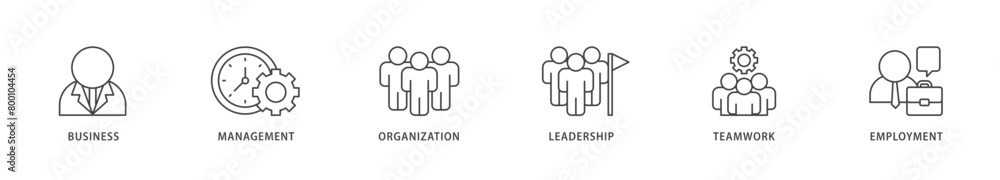 Business management icons set collection illustration of business, management, organization, leadership, teamwork and employment icon live stroke and easy to edit Business management icons set collection illustration of business, management, organization, leadership, teamwork and employment icon live stroke and easy to edit