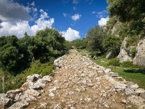 Camino en la montaña de la Calzada Romana de Ubrique a Benaocaz en Sierra de Grazalema (Cádiz) photo