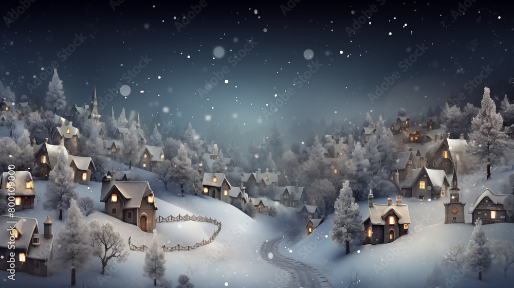 Fototapeta premium Christmas winter fairy village 