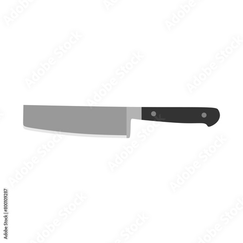 nakiri japanese kitchen knife vector illustration isolated on white background. A traditional Japanese kitchen knife with a steel blade and wooden handle.