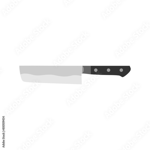 nakiri japanese kitchen knife vector illustration isolated on white background. A traditional Japanese kitchen knife with a steel blade and wooden handle.
