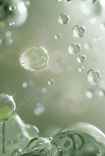 Abstract background with green drops of water. 3d rendering  3d illustration.