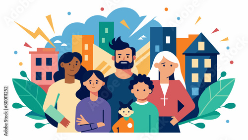 The group is struck by the resilient spirit of the neighborhood which has withstood challenges and changes to emerge stronger and more united.. Vector illustration