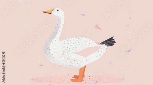 Illustration of a cute goose isolated background. Poster with a duck for postcards