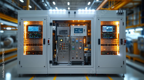 Electrical cabinet with electrical panels and energy measurement equipment inside, representing the concept of smart energy management