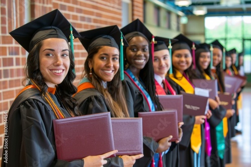 happy diverse students smiling happily on their graduation day