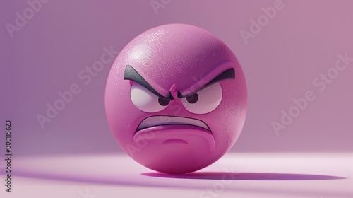 Intense Anger: Hyper-Realistic Depiction of an Angry Smiley in a Minimalist Setting