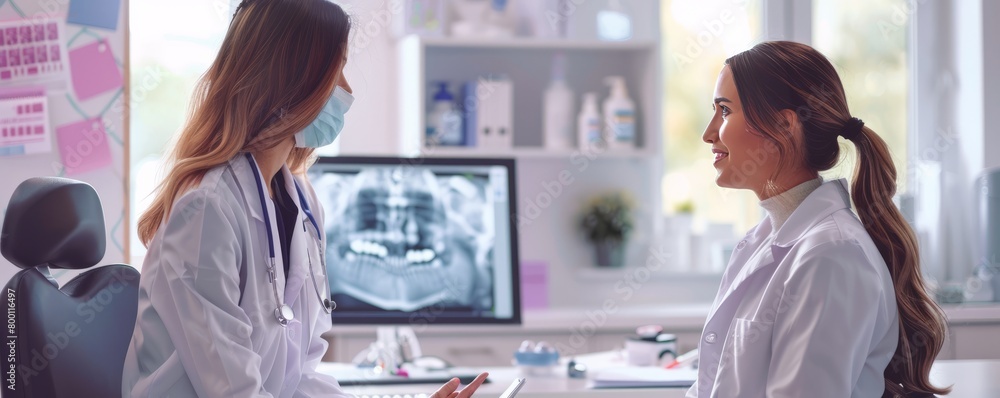 Obraz premium Dermatologist works with patient in clinic