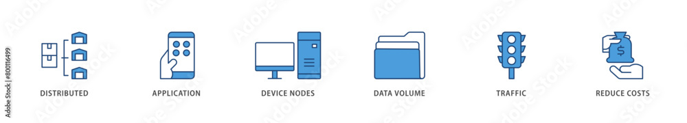 Edge computing icons set collection illustration of distributed computing, application, device nodes, data volume, traffic and reduce costs icon live stroke and easy to edit Edge computing icons set collection illustration of distributed computing, application, device nodes, data volume, traffic and reduce costs icon live stroke and easy to edit