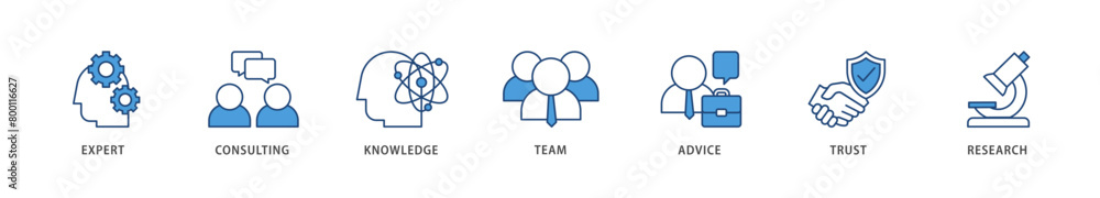 Expertise icons set collection illustration of expert, consulting, knowledge, team, advice, trust, and research icon live stroke and easy to edit Expertise icons set collection illustration of expert, consulting, knowledge, team, advice, trust, and research icon live stroke and easy to edit