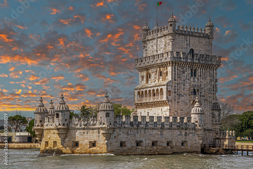 The Belem Tower, Torre de Belem, built 1514-1520 in Lisbon, Portugal