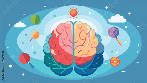 An abstract illustration of a brain with different layers each representing the benefits of mindfulness such as increased selfawareness improved focus. Vector illustration