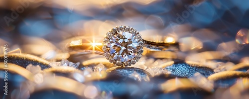 Diamond ring portrait. Concept of expensive jewelry, diamonds, gemstones for your lifestyle photo