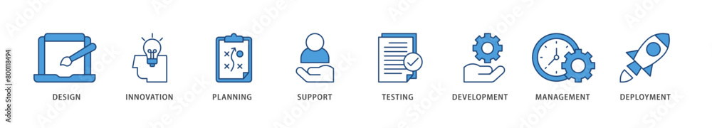 Product icons set collection illustration of innovation, objective, service, efficiency, delivery, quality and price icon live stroke and easy to edit Product icons set collection illustration of innovation, objective, service, efficiency, delivery, quality and price icon live stroke and easy to edit