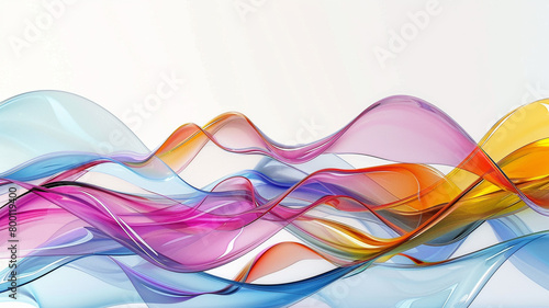 Abstract display of vibrant multicolored glass waves forming an intriguing composition against a clean white backdrop