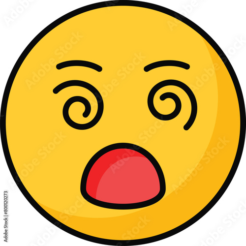 Dizzy emoji icon, dizziness expression vector design
