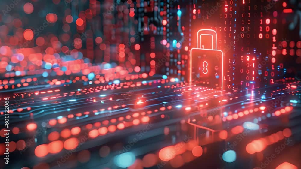 Cybersecurity Concept With Glowing Padlock on Digital Landscape Cybersecurity Concept With Glowing Padlock on Digital Landscape