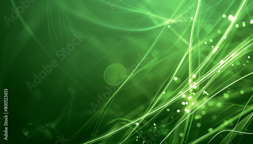 abstract background, white line curving and waving on a light to dark green background, wide 16:9