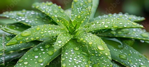 Close up of lush aloe vera leaves glistening with fresh moisture   green and vibrant image