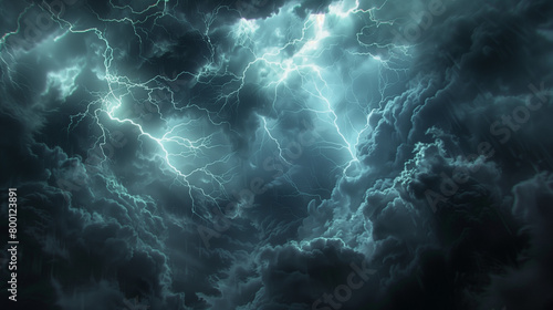 A Thunderstorm Background with Lightning Bolts and Dramatic Atmospheric Effects - 16:9 Aspect Ratio