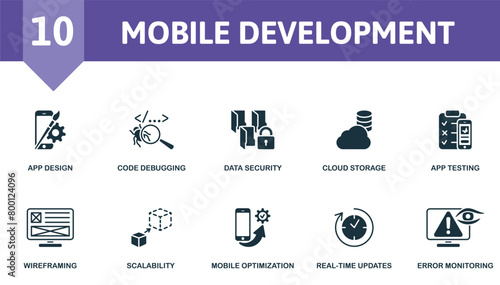 Mobile development set. Creative icons.