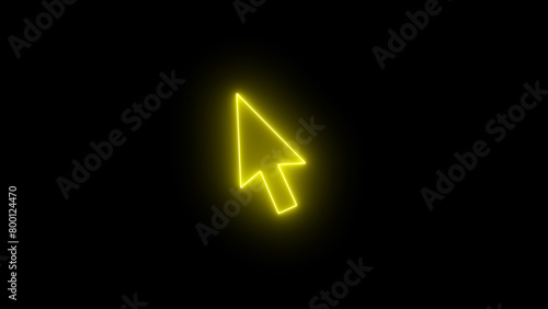 Neon glowing mouse cursor, mouse click or Pointer icon on the black background. glowing Mouse click, cursor symbol. photo