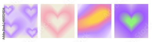 Y2k Trendy Aesthetic abstract gradient pink background with translucent aura hearts and shapes blurred pattern. Social media post stories highlight templates for digital marketing for stories