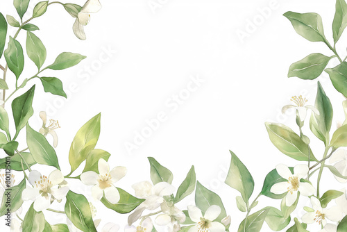 Watercolor, cute and creepy jasmine border clipart