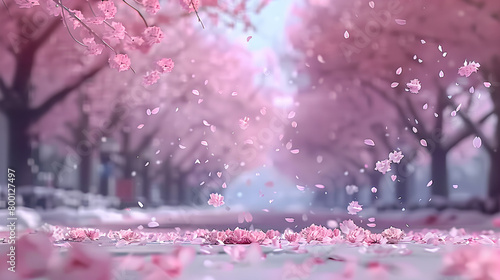 During the cherry blossom season , you can see cherry blossoms falling from the cherry trees everywhere. Pink and white cherry blossoms can be seen in spring