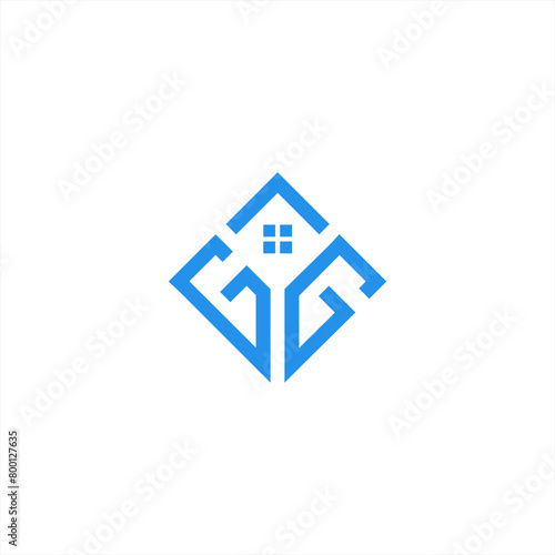 logo design letter g and g, building, roof design, window, building