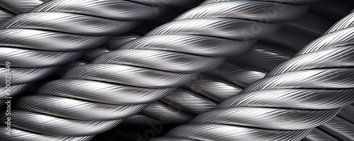 Wire Rope Sling Heavy Duty Strength of Steel Wires in Industrial Background with Metal Cable in background