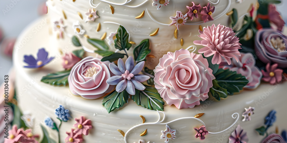 two tier floral wedding cake  , Blooming Romance: Two-Tier Floral Wedding Cake ,Whimsical Garden Delight: Two-Tier Floral Wedding Cake ,Petals and Pearls: Two-Tier Floral Wedding Cake