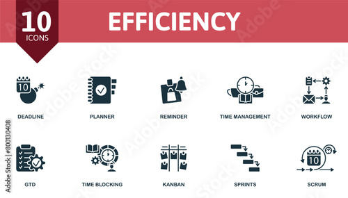Efficiency set. Creative icons. Monochrome design. photo