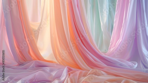 Ethereal Fabric Waves in Pastel Colors - Abstract Textile Art