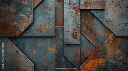 Abstract Rusty Metal Texture Background with Geometric Shapes