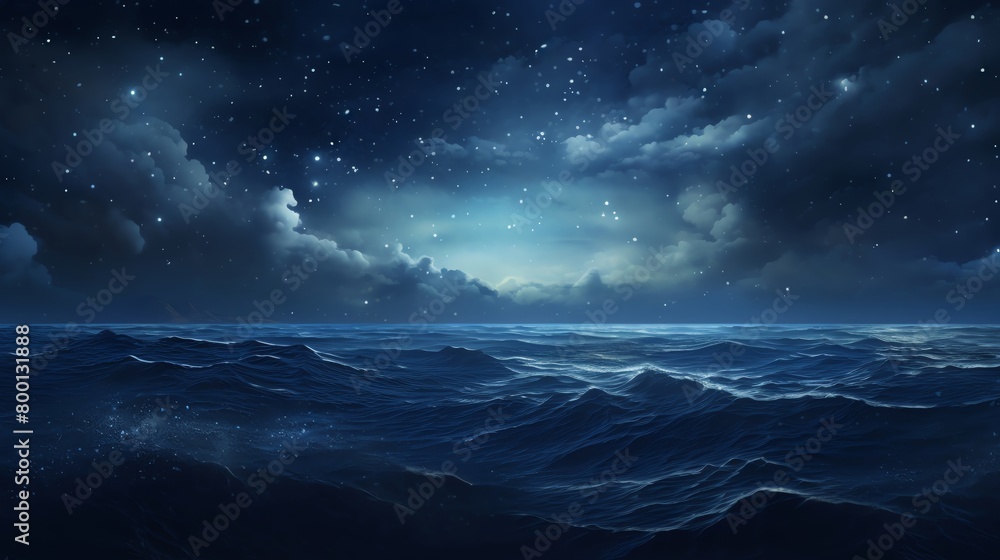 Deep oceanic texture blending into starry night skies perfect for surreal landscapes in films or immersive virtual environments