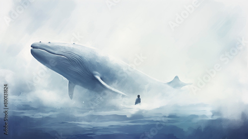 Old Testament, the prophet Jonah found salvation inside the belly of a whale amidst a raging storm, a testament to God's mercy and power over the ocean's depths. photo