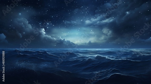 Deep oceanic texture blending into starry night skies perfect for surreal landscapes in films or immersive virtual environments