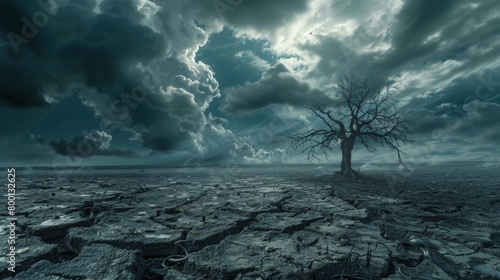 Solitary Tree in a Dramatic Stormy Landscape 
