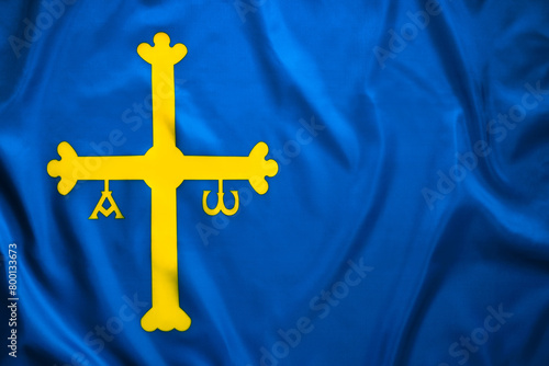 Flag of the Principality of Asturias with copy space for text.