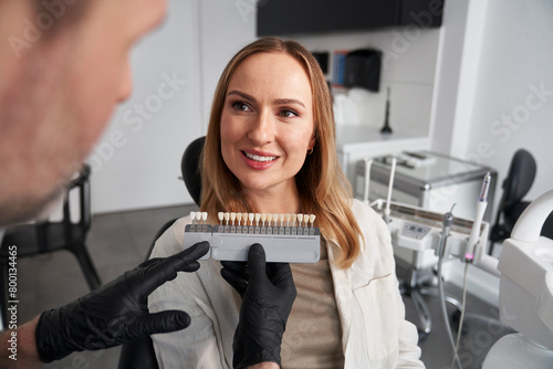 Woman having cosmetic dentistry at dentist’s office