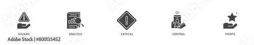 HACCP icons set collection illustration of hazard analysis and critical control points acronym in food safety management system icon live stroke and easy to edit 